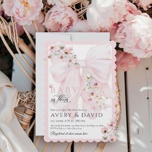 Invitación Bebé en el florecimiento de la flor salvaje Bow Sp