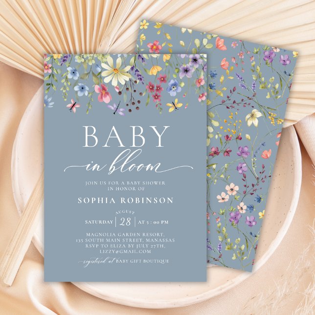 Invitación Bebé en el florecimiento de la flor silvestre Dust (Subido por el creador)