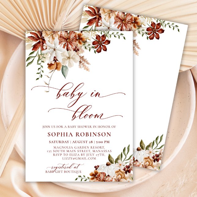 Invitación Bebé en el florecimiento de la flor silvestre en B (Subido por el creador)