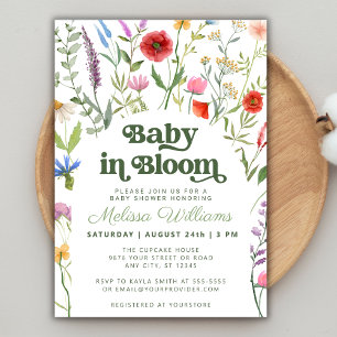 Invitación Bebé en el florecimiento floral de florín Baby Sho