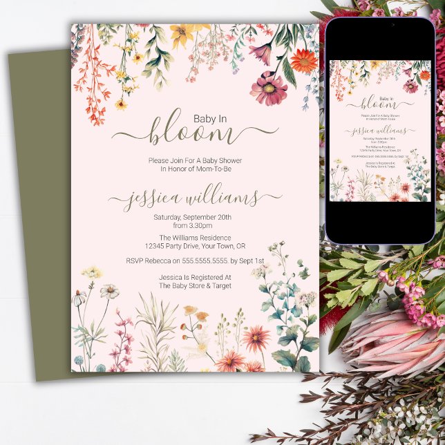 Invitación Bebé en el florecimiento silvestre Baby Shower (Subido por el creador)