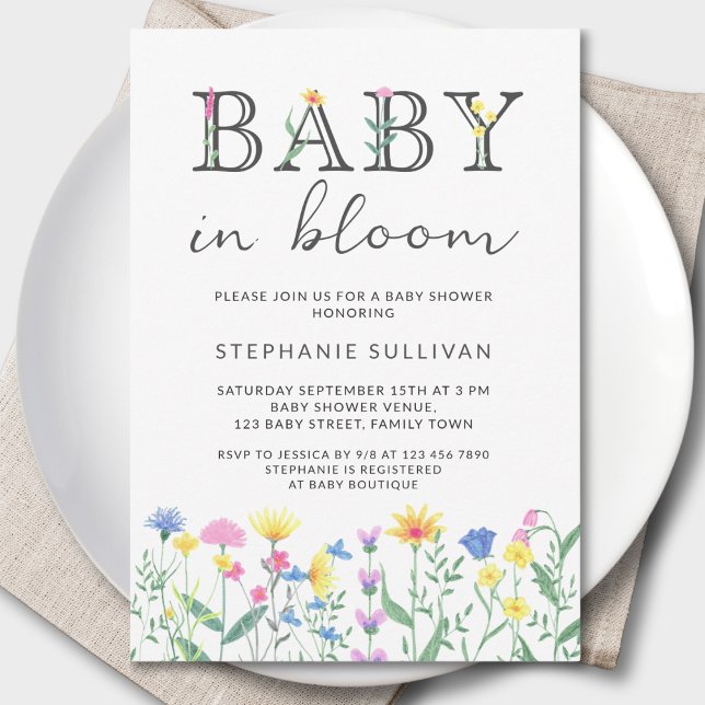 Invitación Bebé en el florecimiento silvestre Baby Shower (Subido por el creador)