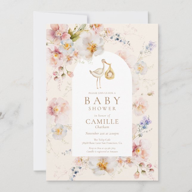 Invitación Bebé en el florecimiento silvestre Baby Shower (Anverso)