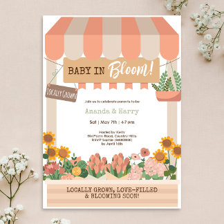 Invitación Bebé en el mercado de flores de sangre Chica Baby 