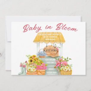 Invitación Bebé en el mercado de flores en flor