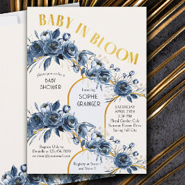 Invitación Bebé en el Rosa azul Bloom Gold Arch Baby Shower