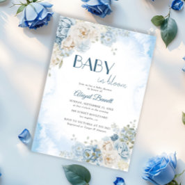 Invitación Bebé en el Rosa azul bohemio en flor Baby Shower