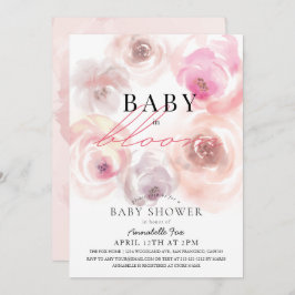 Invitación Bebé en el Rosa de acuarela de Bloom Baby Shower