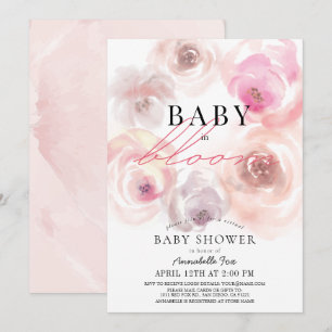 Invitación Bebé en el Rosa de acuarela de Bloom Virtual Baby