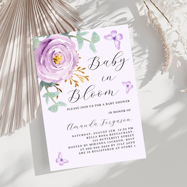 Invitación Bebé en el rosa púrpura de la mariposa Baby Shower (Subido por el creador)