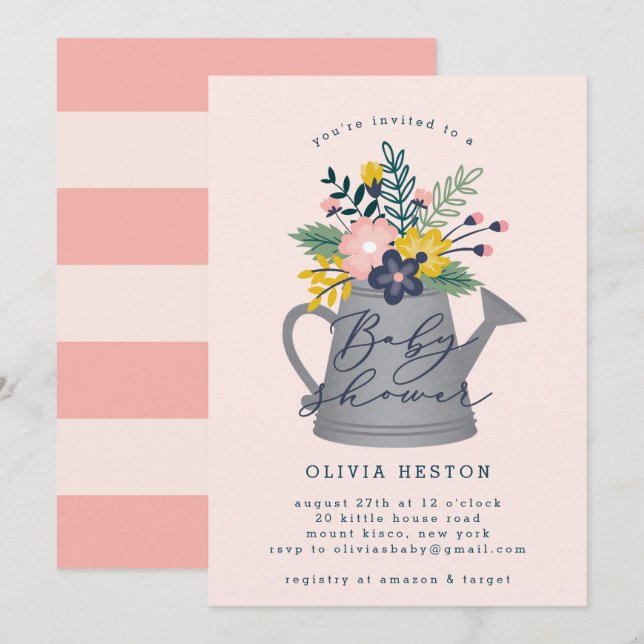 Invitación Bebé en flor (Anverso / Reverso)