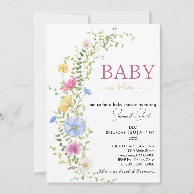 Invitación Bebé en flor (Anverso)