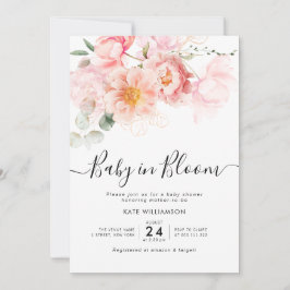 Invitación bebé en flor acuarela ducha bebé