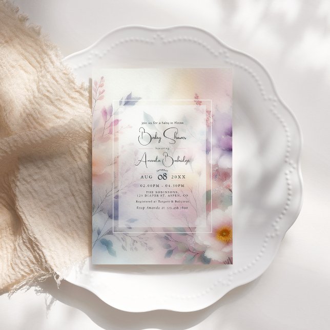 Invitación Bebé en Flor Acuarela Fiesta de Bebé Floral (Baby in Bloom Watercolor Floral Baby Shower Invitation)