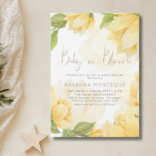 Invitación Bebé en Flor Amarillo Fiesta de Bebé Floral Preppy
