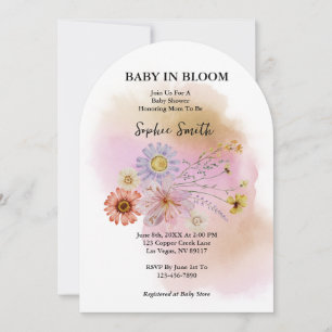 Invitación Bebé en flor Arco acuático de flores silvestres