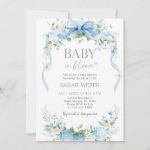 Invitación Bebé en Flor Azul Fiesta de Bebé