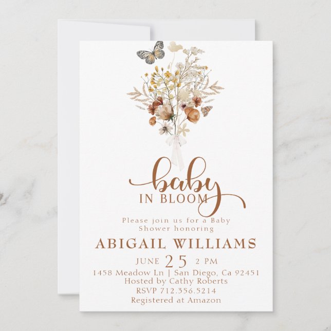 Invitación Bebé en flor Baby Shower (Anverso)