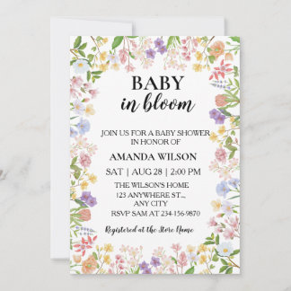 Invitación Bebé en Flor Baby Shower de Flores Silvestres