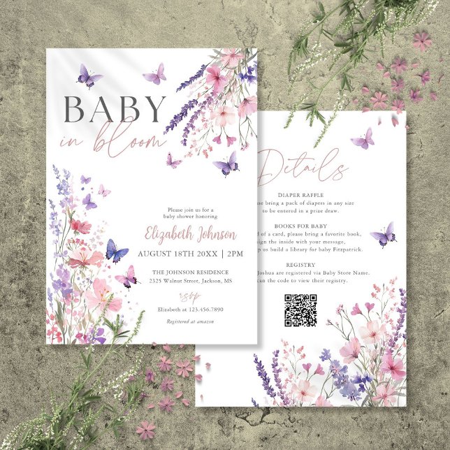 Invitación Bebé En Flor Baby Shower De Flores Silvestres Todo (Baby In Bloom Wildflower Baby Shower All In One Invitation)
