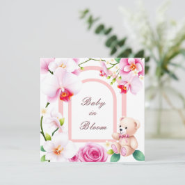 Invitación Bebé en Flor baby shower floral para una niña