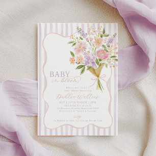 Invitación Bebé en Flor Baby Shower Floral Rosa Purpura