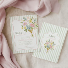 Bebé en Flor Baby Shower Floral Verde Rosa