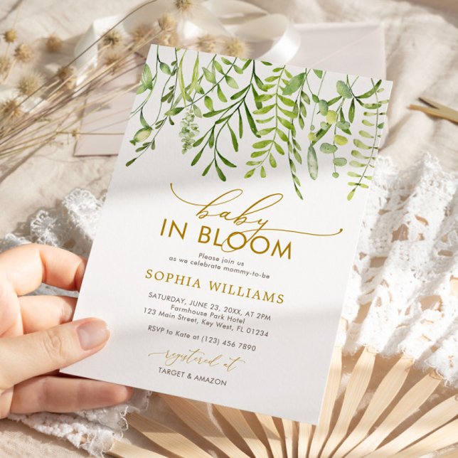 Invitación Bebé en flor | Baby Shower verde (Subido por el creador)