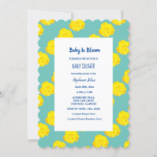 Invitación Bebé en flor Baby Shower Verde azulado de rosas am