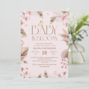 Invitación Bebé en Flor Boho Hierba de Pampas Baby Shower