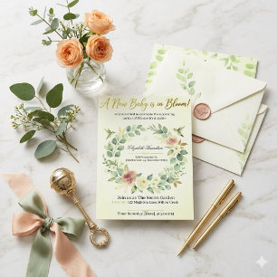 Invitación Bebé en Flor Botánica Elegante Floral