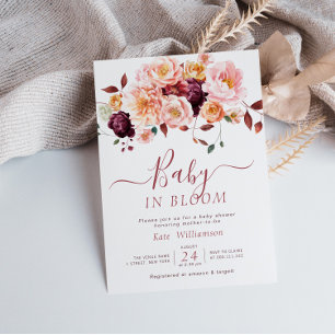 Invitación bebé en flor caída ducha de bebé floral