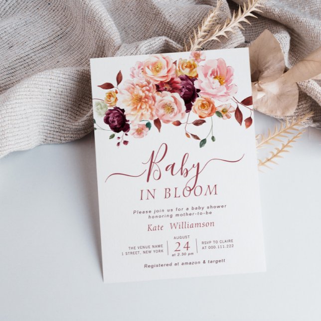 Invitación bebé en flor caída ducha de bebé floral (Subido por el creador)