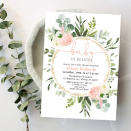Invitación Bebé en flor chica de color oro rosa