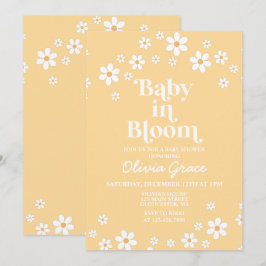 Invitación Bebé en flor daisy amarillo Fiesta de bebé floral