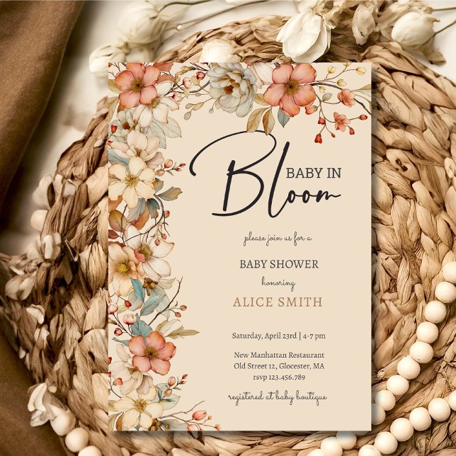 Invitación Bebé en flor de boho silvestre Bebé ducha (Subido por el creador)