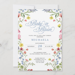 Invitación Bebé en flor de color de agua Baby Shower