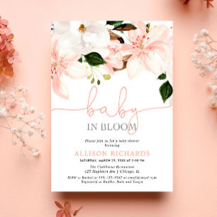 Invitación Bebé en flor de lirios florales niña baby shower