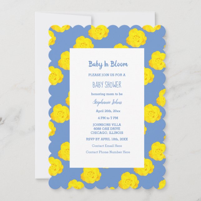 Invitación Bebé en flor de maíz amarillo Baby Shower (Anverso)