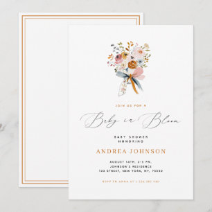 Invitación Bebé en flor de otoño con un Baby Shower de soplo