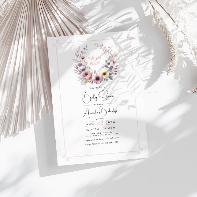 Invitación Bebé en Flor: Ducha de Bebé Floral (Baby in Bloom Floral Baby Shower Invitation)