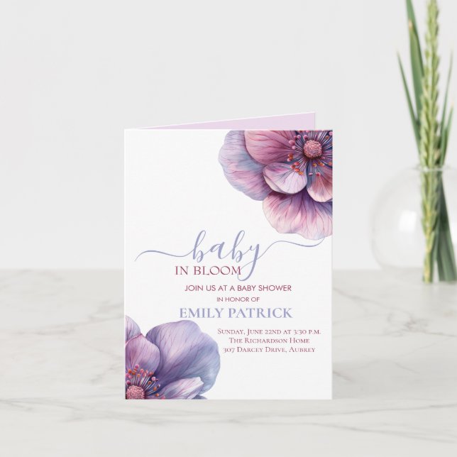 Invitación Bebé en flor | ducha de bebé floral (Anverso)