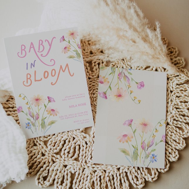 Invitación Bebé en Flor Ducha de Bebé Rosa (Baby in Bloom Baby Shower Pink Invitation)