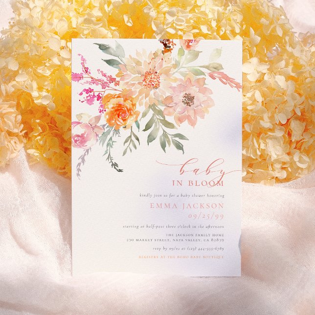 Invitación Bebé en flor | Ducha floral de primavera Verde azu (Subido por el creador)