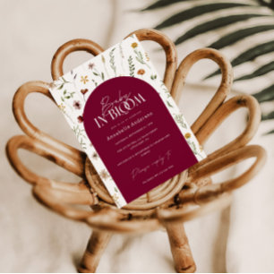Invitación Bebé en flor ducha flores silvestres arco borgoña