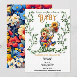 Invitación Bebé en Flor Dulce Vid de Hoja Baby Shower