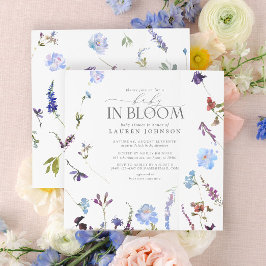 Invitación Bebé En Flor Dusto Agua Azul Ducha Floral