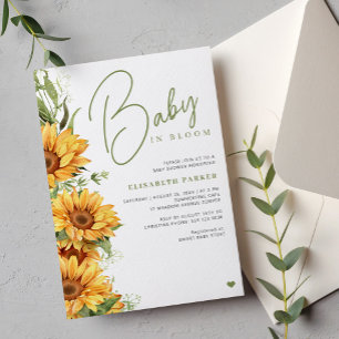 Invitación Bebé en flor elegante baby shower de girasoles