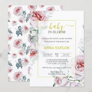 Invitación Bebé en Flor Elegante Ducha de Bebé Floral