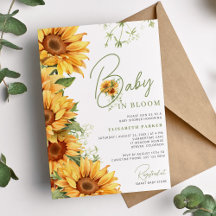 Bebé en flor elegante girasol floral baby shower